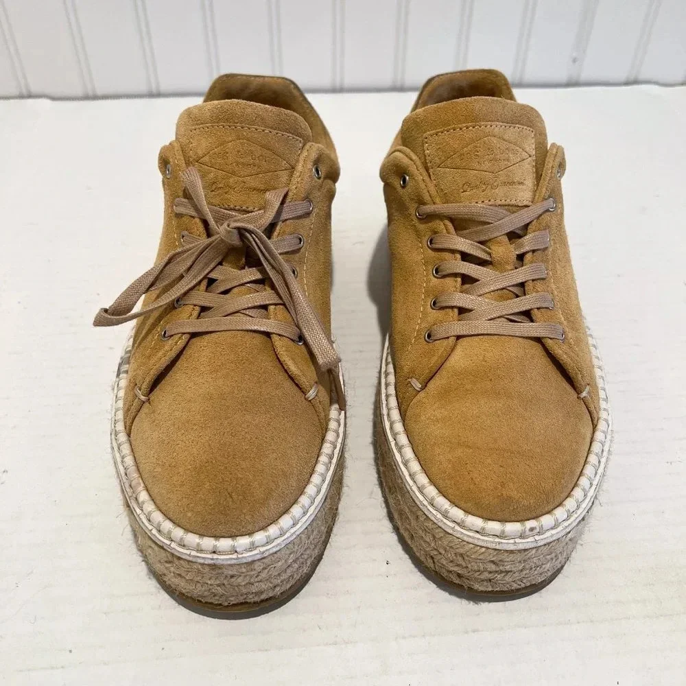 Rag & Bone Kent Tan Suede Espadrille Slip On Boho Designer Lace Up Sneakers 7.5